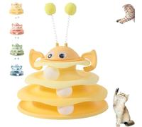 Genérico Nestoly Interactive 3-Layer Cat Toy Tower, Nestoly Interactive 3-Layer Cat Toy Tower with Rotating Bee and Rolling Balls, 3 Levels for Chase, Batting & Exercise for Cats & Kittens (Yellow)