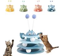 Genérico Nestoly Interactive 3-Layer Cat Toy Tower, with Rotating Bee and Rolling Balls, 3 Levels for Chase, Batting & Exercise, Self-Play Activity Toy, for Cats & Kittens (Blue)