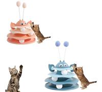 Genérico Nestoly Interactive 3-Layer Cat Toy Tower, with Rotating Bee and Rolling Balls, 3 Levels for Chase, Batting & Exercise, Self-Play Activity Toy, for Cats & Kittens (Blue+Orange)