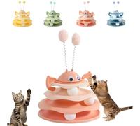 Genérico Nestoly Interactive 3-Layer Cat Toy Tower, with Rotating Bee and Rolling Balls, 3 Levels for Chase, Batting & Exercise, Self-Play Activity Toy, for Cats & Kittens (Orange)