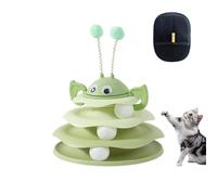 Genérico Nestoly Interactive 3-Layer Cat Toy Tower, with Rotating Bee and Rolling Balls, 3 Levels for Chase for Indoor Cats to Stay Active and Exercise Self-Play Activity Toy (Green)