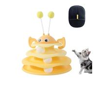 Genérico Nestoly Interactive 3-Layer Cat Toy Tower, with Rotating Bee and Rolling Balls, 3 Levels for Chase for Indoor Cats to Stay Active and Exercise Self-Play Activity Toy (Yellow)