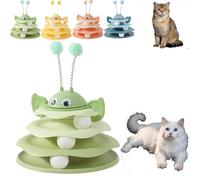 Genérico Nestoly Interactive 3-Layer Cat Toy Tower with Rotating Bee and Rolling Balls, Self-Play Activity Toy, 3 Levels for Chase, Batting & Exercise for Cats (Green)