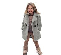 Genérico New 2024 Moda Niño Bebé Niños Niñas Abrigo Invierno Impermeable Suave Espesar Cálido Polar Botón Chándal Chaqueta Trench Cuero, Gris, 2-3 Años