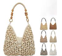 Genérico New Fashionable Handmade Woven Bag Crochet Bags, Boho Large Capacity Summer Tote Bag, for Shopping, Or Beach Trips (#F)