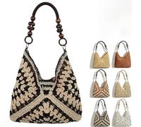 Genérico New Fashionable Handmade Woven Bag Crochet Bags, Boho Large Capacity Summer Tote Bag, for Shopping, Or Beach Trips (#D)