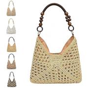 Genérico New Fashionable Handmade Woven Bag Crochet Bags, Boho Large Capacity Summer Tote Bag, for Shopping, Or Beach Trips (#E)