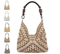 Genérico New Fashionable Handmade Woven Bag Crochet Bags, Boho Large Capacity Summer Tote Bag, for Shopping, Or Beach Trips (#B)