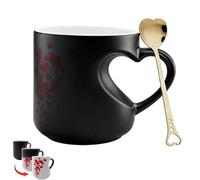Genérico New Heart-Shaped Color Changing Magic Ceramic Mug, Thermochromic Surprise Design Coffee Cup, Romantic Novelty Gift for Valentine's Christmas Mother's Day (Black)