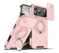 Genérico New Slide Camera Protection Magnetic Stand Phone Anti-Fall Case with Slide Camera Cover for iPhone 17/ iPhone 17 Pro/iPhone 17 Air/iPhone 17 Pro MAX (Rose Gold,for iPhone 17 Pro)