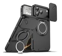 Genérico New Slide Camera Protection Magnetic Stand Phone Anti-Fall Case with Slide Camera Cover for iPhone 17/ iPhone 17 Pro/iPhone 17 Air/iPhone 17 Pro MAX (Black,for iPhone 17 Pro MAX)