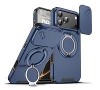 Genérico New Slide Camera Protection Magnetic Stand Phone Anti-Fall Case with Slide Camera Cover for iPhone 17/ iPhone 17 Pro/iPhone 17 Air/iPhone 17 Pro MAX (Navy Blue,for iPhone 17 Pro)