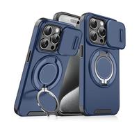Genérico New Slide Camera Protection Magnetic Stand Phone Case, for iPhone 16/15/14/13/12/11 Pro MAX, Built-In Magnetic Ring, Precise Cutouts for Full Protection (11 Pro,Blue)
