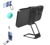 Genérico New Upgraded Back Clip Type 360° Folding Bracket, Adjustable, Foldable, Case-Friendly Phone Stand with Stable Metal Base for Various Smartphones (Black)