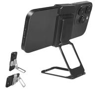 Genérico New Upgraded Back Clip Type 360 Folding Bracket, Back Clip Adjustable Height and Angle Foldable Phone Stand, with Stable Metal Base, for Various of Smartphones (Black)