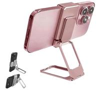 Genérico New Upgraded Back Clip Type 360 Folding Bracket, Back Clip Adjustable Height and Angle Foldable Phone Stand, with Stable Metal Base, for Various of Smartphones (Rose Gold)