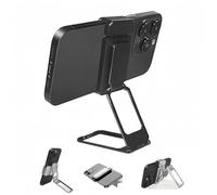 Genérico New Upgraded Back Clip Type 360° Folding Bracket, Back Clip Foldable Phone Holder, Metal 360° Adjustable Cell Phone Stands Compatible with All Types Smartphones (Black)