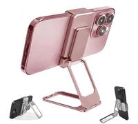 Genérico New Upgraded Back Clip Type 360 Folding Bracket, Back Clip Foldable Phone Holder, Metal Double Ring Square Phone Holder, for Various of Smartphones (Pink,1 Pcs)
