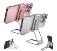 Genérico New Upgraded Back Clip Type 360 Folding Bracket, Back Clip Foldable Phone Holder, Metal Double Ring Square Phone Holder, for Various of Smartphones (Silver+Pink,2 Pcs)