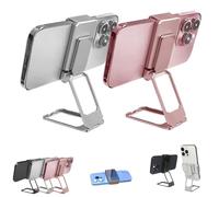 Genérico New Upgraded Back Clip Type 360° Folding Bracket, Metal Double Ring Square Phone Holder,Back Clip Foldable Phone Holder, 360° Adjustable Cell Stands All Types Smartphones (2pcs2)