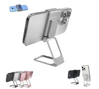 Genérico New Upgraded Back Clip Type 360° Folding Bracket, Metal Double Ring Square Phone Holder,Back Clip Foldable Phone Holder, 360° Adjustable Cell Stands All Types Smartphones (Sliver)