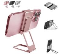 Genérico New Upgraded Back Clip Type 360 Folding Bracket, Metal Double Ring Square Phone Holder, Back Clip Foldable Phone Holder, 3-Stage Designs Built-in Magnetic Plates, for Phones (Pink)