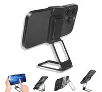 Genérico New Upgraded Back Clip Type 360° Folding Bracket, Metal Double Ring Square Phone Holder, Back Clip Foldable Phone Holder, Adjustable Height and Angle, with All Types Smartphones (Black)