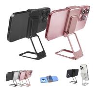 Genérico New Upgraded Back Clip Type 360° Folding Bracket, Metal Double Ring Square Phone Holder,Back Clip Foldable Phone Holder, 360° Adjustable Cell Stands All Types Smartphones (2pcs1)