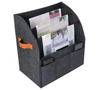 Genérico Newspaper Rack - 4-Tier Foldable Felt File Organizer With 3 Pockets, Large Capacity Storage Basket | Gray Felt And Paper Rack For Home Living Room School Library Bookstore
