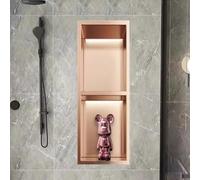 Genérico Nicho de Ducha LED de Acero Inoxidable - Armario de Pared Gris de 2 Niveles para Almacenamiento en el baño, instalación sobre encimera, no Requiere Azulejos, Elegante Estante de iluminación