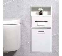 Genérico Nicho de Ducha Mural con Cubo basculante, Papelera y Soporte de Acero Inoxidable para Papel higiénico - Estantería versátil para el baño, 30 x 66 x 14 cm, Blanca