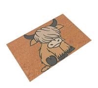 Genérico Niedliche Fußmatte - 60cm Highland Kuh Türmatte | Rutschfester Polyester Eingangsteppich Für Haustür Und Flur, Saugstarke Badezimmermatte & -Schlafplatz Im Landhausstil, Bunt