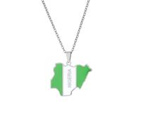 Genérico Nigeria Map Pendant Necklaces African Map Necklace Nigerian flag Pendant Necklaces Jewelry for Nigerian Women Men (B)