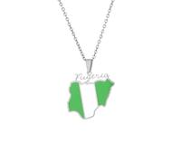 Genérico Nigeria Map Pendant Necklaces African Map Necklace Nigerian flag Pendant Necklaces Jewelry for Nigerian Women Men (D)