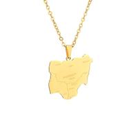 Genérico Nigeria Map Pendant Necklaces African Map Necklace Nigerian flag Pendant Necklaces Jewelry for Nigerian Women Men (E)