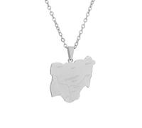 Genérico Nigeria Map Pendant Necklaces African Map Necklace Nigerian flag Pendant Necklaces Jewelry for Nigerian Women Men (F)