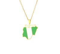 Genérico Nigeria Map Pendant Necklaces African Map Necklace Nigerian flag Pendant Necklaces Jewelry for Nigerian Women Men (C)