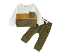 Genérico Niño Bebé Niño Otoño Invierno Trajes Cuello Redondo Sudadera Casual Pantalones 2 Piezas Conjunto De Ropa (Brown, 18-24 Months)