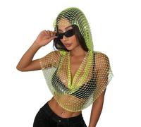 Genérico Niño Islam Mujeres, Camisa con Capucha Sexy, Tops calados, Traje de Club, Bikini, Top Corto Bufanda Niño Animales, b, S