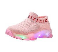 Genérico Niños Bebé Zapatos Luminosos Deporte Niños Zapatillas Calcetines Casual LED Correr Niñas Letra Bebé Zapatos Zapatos Niño, rosa, 18-24 mois