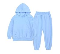 Genérico Niños pequeños Babys Girls Boys Primavera Invierno Sólido Pantalones de manga larga Sudadera con capucha Conjunto Trajes Trajes Disfraz De Halloween Mujer (Sky Blue, 10-11 Years)