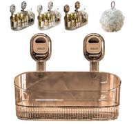 Genérico No-Drill Bathroom Suction Storage Box,Large Capacity Heavy Duty Suction Cup Shower Caddy with Drain Holes,Removable Hanging Storage Basket For Shower Kitchen Organizer (Clear)