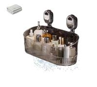 Genérico No-Drill Bathroom Suction Storage Box, No Drill Corner Wall Shelf Bottom Drain, Large Capacity & Strong Load-Bearing, For Bathrooms Kitchen (gray)