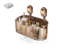 Genérico No-Drill Bathroom Suction Storage Box, No Drill Corner Wall Shelf Bottom Drain, Large Capacity & Strong Load-Bearing, For Bathrooms Kitchen (gold)