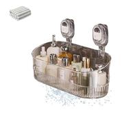 Genérico No-Drill Bathroom Suction Storage Box, No Drill Corner Wall Shelf Bottom Drain, Large Capacity & Strong Load-Bearing, For Bathrooms Kitchen (Clear)