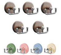 Genérico No-Drill Suction Cup Hooks for Glass Doors, Wood Grain Hanger for Wreaths, Coats & Hats with Strong Adhesion, Easy Repositioning and Quick Installation (Wood,5PCS)