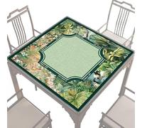 Genérico Non Slip Mahjong Mat - 31.5x31.5 Inch Noise Reducing Tablecloth, Retro Tropical Plant Design Cover | Game Board for Poker Dominoes Cards, Durable Tile Living Room Party
