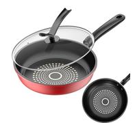 Genérico Non Stick Frying Pan - Frying Pan with Lid | Nonstick Skillet Cookware | Ergonomic Kitchen Cooking Pans for Eggs, Pancakes, Steak, Breakfast, Dinner Snacks, Nonstick, Heat Resistant Handle