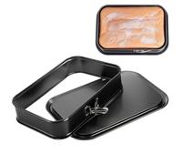 Genérico Non-Stick Springform Cake Pan | Carbon Steel, 33x23x6.5cm, 525g | Rectangular Cheesecake Mold With Removable Bottom | Leak-Proof Tray For Ice Cream & DIY Baking