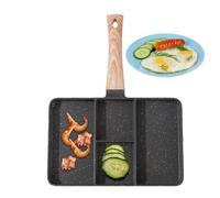 Genérico Nonstick Divided Grill - Mini Skillet with Heat-Resistant Handle, Sectioned Pancake & Breakfast | Portable Versatile for Eggs, Bacon, Sausages, Cooking, Grilling, Kitchen Use